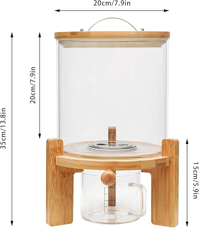 Rice Dispenser, Grain Dispenser Glass Bucket, Cereal Storage Dispenser, Large Capacity Storge Container for Dry Food (5 L)
