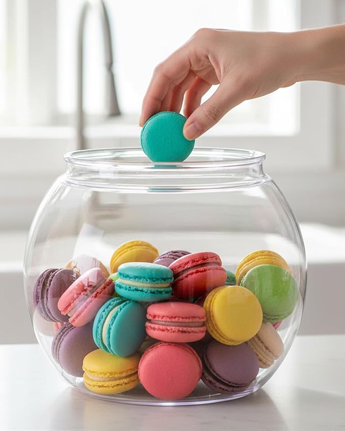 Rocutus Candy & Cookie Jar with Airtight Lid, Plastic Candy Jar Cookie Jar Jar for Pantry Organization, Sugar, Flour, Pasta, Dog Treats, Clear Food Storage Canister & Home Decoration (1 Gallon)