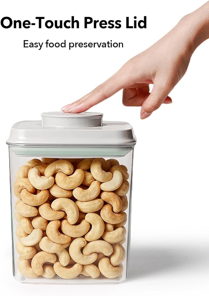 Airtight Food Containers Set with One-Touch Lid, Mixed Size Set (2.8 Qt *2+ 4.2 Qt *4) with Scoop, Stackable Jars for Complete Kitchen Organization