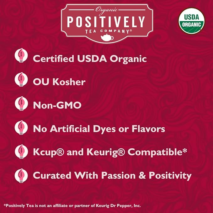 Organic Positively Tea Company, Hibiscus Herbal Tea, K-Cup Compatible, 96 Pods