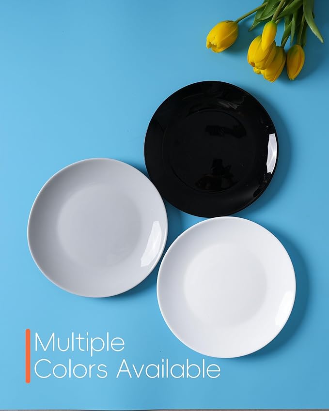 LaGlint 8.5 inch Salad Plate Set of 6, Lightweight Opal Glass Round Grey Plates for Appetizer Dessert Kitchen, Dishwasher and Microwave Safe