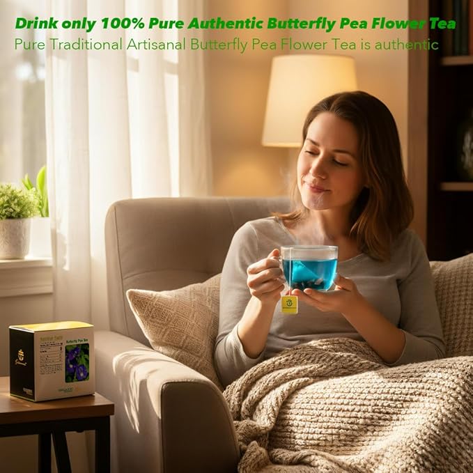 Soilmount Butterfly Pea Tea (Hu Die Lan/蝴蝶蓝)| Natural Herbal Drink | 18 Bags per Box, Refreshing & Beautiful, Perfect for Daily Enjoyment