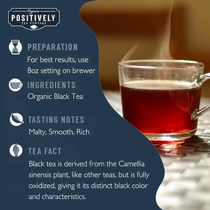 Organic Positively Tea Company, Organic Black Tea, K-Cup Compatible, 24 Pods
