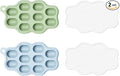 Baby Food Freezer Tray with Lid 2 Pack, Silicone Baby Food Storage Containers, Breastmilk Popsicle Mold, Small Ice Cube Tray for Homemade Baby Food（Blue/Green）