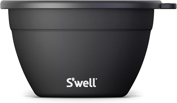 S’well Stainless Steel 64oz Salad Bowl Kit in Onyx,Comes with 2oz Condiment Container and Removable Tray for Organized Serving,Leak-Proof and Dishwasher Safe,(Pack of 8)