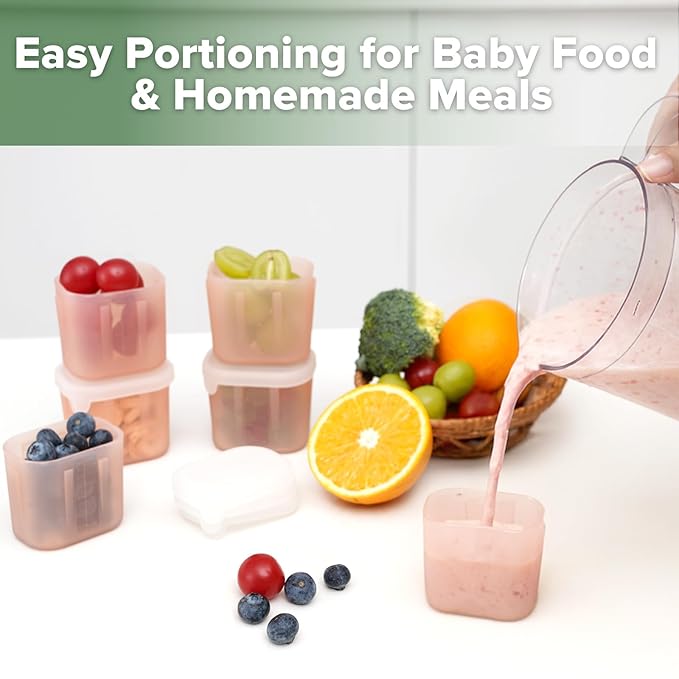 haakaa Mini Meal Silicone Storage Containers,3 oz Silicone Baby Food Containers with Airtight Lids,Reusable Baby Food Jars for Purees, Fruits & Snacks-Microwave & Dishwasher Safe,6 Pack,Blush