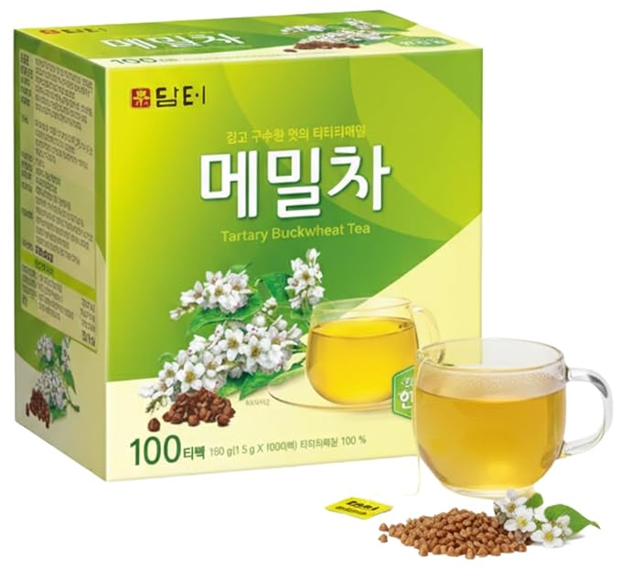 Damtuh Buckwheat Tea Bags, Korean Tartary Buckwheat Tea, Caffeine-Free, 100 Bags