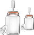 BestYiJo 2PCS 1 Gallon (3.75L) Fermentation Jars with 2 Glass Weights & 2 Airlocks - Ideal for Kombucha, Sauerkraut, Pickles, Sourdough Starter, Kimchi and More