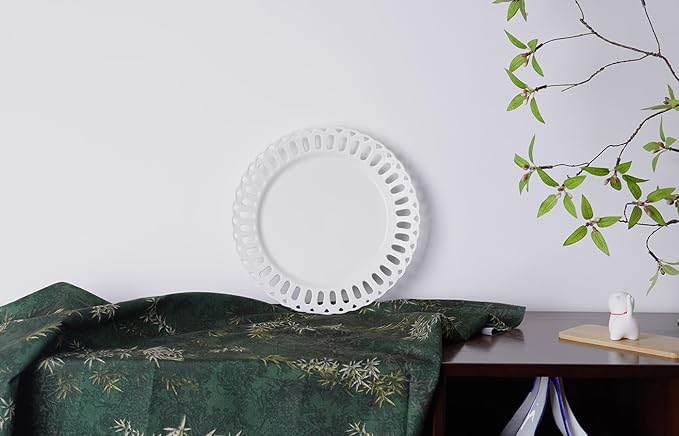 Aimusego Porcelain White Dinner Plates, Set of 4, Ceramic Salad Plates, Platters for Cake Snacks Steak Bread Luncheon Dish at Home Hotel and Restaruant, Stackable, for Holiday (White B, 9.8'')