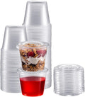 Zeml Portion Cups with Lids (5.5 Ounces, 100 Pack) | Disposable Plastic Cups for Meal Prep, Portion Control, Salad Dressing, & Medicine | Small Plastic Condiment Container