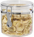 Oggi Clear Canister with Clamp Lid, 38 oz - Large Airtight Food Storage Container, for Kitchen & Pantry Storage of Bulk, Dry Foods Including Pasta, Flour, Sugar, Coffee, Rice, Tea, Spices & Herbs