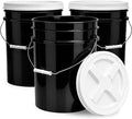 ePackageSupply 5 Gallon Bucket - Food Grade Bucket with Airtight Gamma Seal Screw-On Lid, BPA-Free, Heavy-Duty 90 Mil HDPE Plastic, Bulk Storage, Durable Container, Made in USA, Black/White, 3 Packs