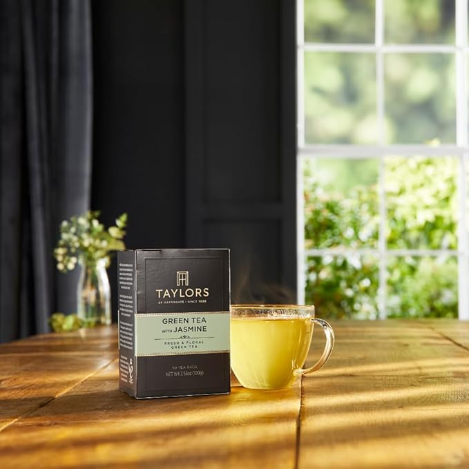 Taylors of Harrogate Green Tea with Jasmine, Pillow Tea Bags, 50 Count (Pack of 6), Delicate, Floral and Sweet, Caffeinated, Enjoy Hot or Iced, 300 Teabags Total