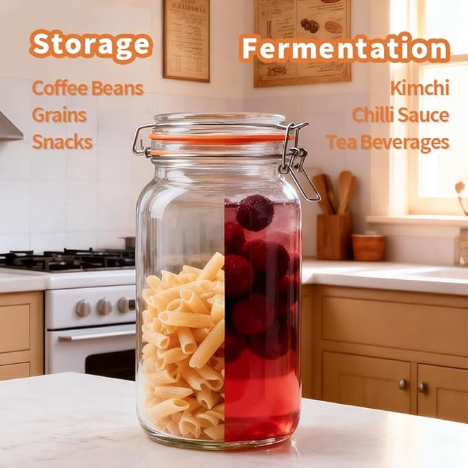 2L Fermentation Jars 3 Pack - Kimchi Container with Airlock - Fermenting Jar - Pickling Jars with Lids