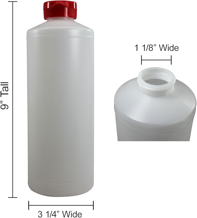 Pinnacle Mercantile Plastic Condiment Squeeze Bottles Dispensing with Red Flip Top Hinged Cap Large 32 oz Empty Set of 96