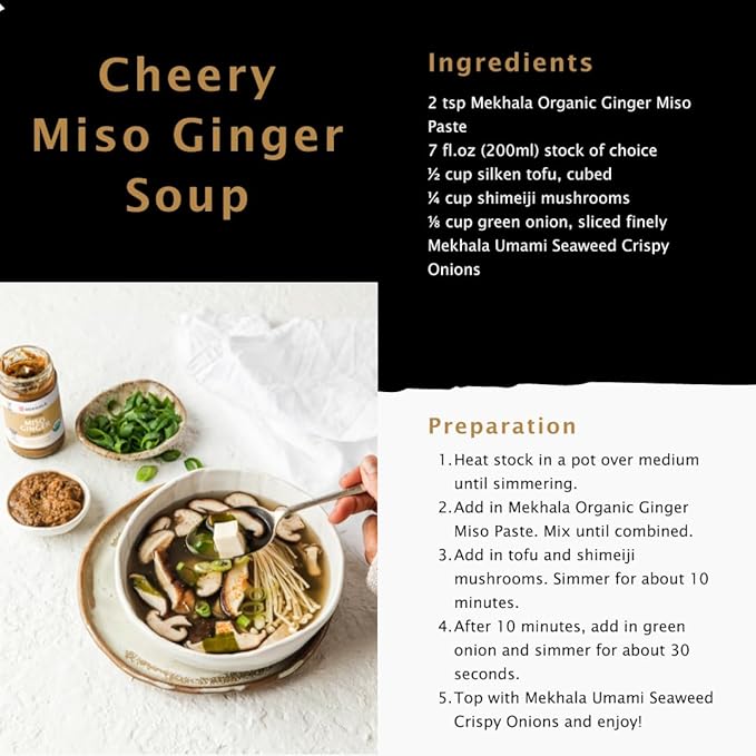 Mekhala Organic Miso Ginger Cooking Paste. VEGAN. GLUTEN-FREE. Sauce for Marinade, Stir Fry, Vegetables (3.53oz) (Pack of 1)