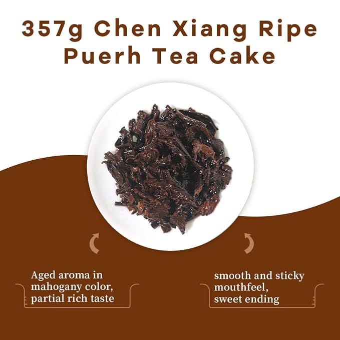 LWXLJMJZC－Ripe Puerh Tea Cake -150（Cups) Shu Puer Tea - Aged Fermented Cook Pu erh -Black Pu'erh -Chinese Pu er Cake - 357g/12.6oz