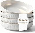 8 Inch Ceramic Pasta Bowls set of 4, 34 Oz White Serving Bowls - Microwave, Dishwasher & Oven Safe, Shallow Soup Bowls for Salad, Pasta, Cereal