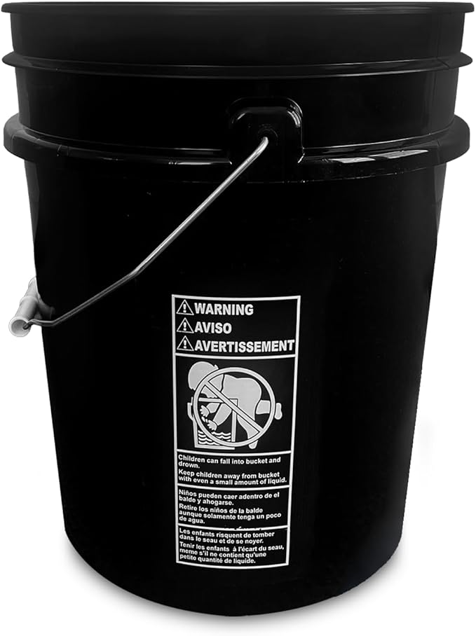 ePackageSupply 5 Gallon Bucket - Food Grade Bucket with Airtight Gamma Seal Screw-On Lid, BPA-Free, Heavy-Duty 90 Mil HDPE Plastic, Bulk Storage, Durable Container, Made in USA, Black/Black, 3 Packs