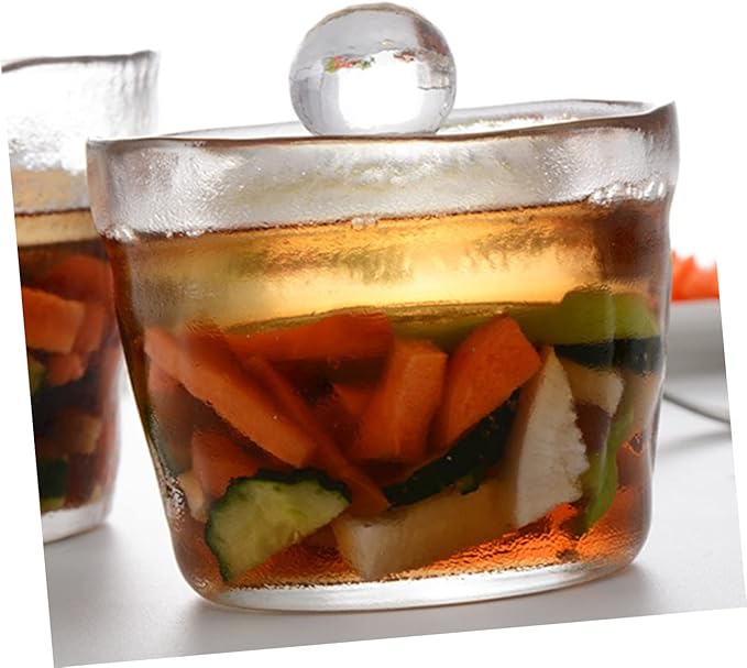 Mikinona Transparent Pickle Jar with Airtight Lid 5.11 Inch Clear Kimchi Storage Container Kitchen Food Preservation Storage Box