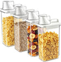 Cereal Storage Container-4PCS Airtight Kitchen Food Storage Organizers BPA Free Food Dispenser with Pouring Spout Handle for Rice Flour Pasta Grain, Pet Dog Cat Bird Food Storage Container (77.7oz）