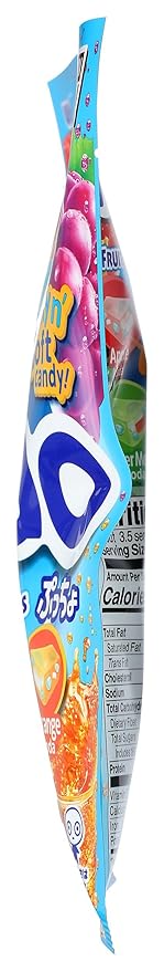 UHA mikakuto Puchao Soft Chewy Candy with Gummy Bits, 4 Fruit Soda Flavors with Apple, Watermelon, Grape, and Orange, 3.53 Oz (Pack of 2)