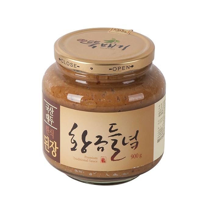 HELLO KFOOD DDUKBAEGI 1-year Fermented Traditional Doenjang, Korean Soybean Paste 1년 숙성 한국산 된장 900g (1.8 lb) – Made with 100% Korean Ingredients