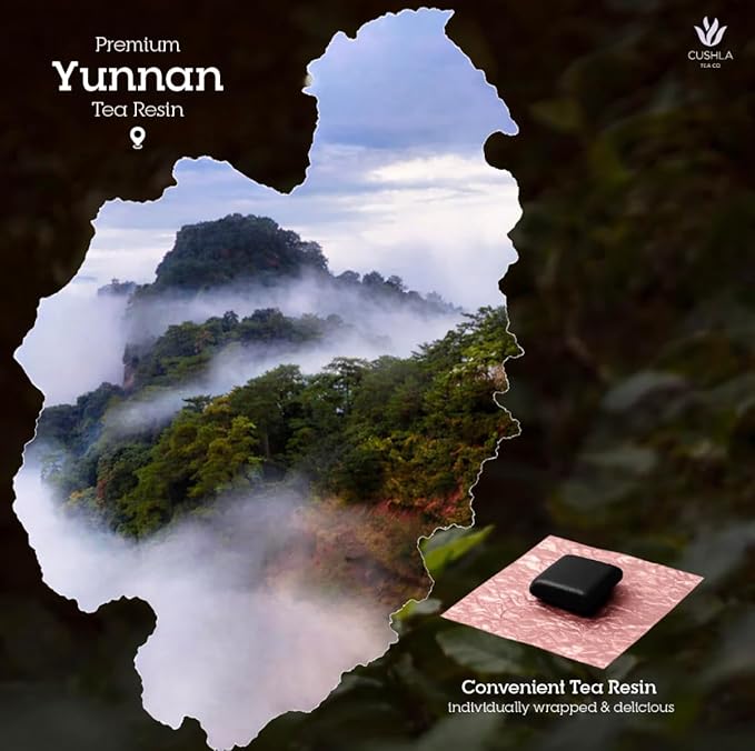 Pu-erh Shu Tea Resin with Chrysanthemum - Ripe Puer Tea from Yunnan | Instant Pu’er Tea | 30 Individually Wrapped Pieces