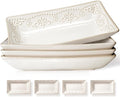 Artena 9.85" Ceramic Rectangle Plates Set of 4 - Deep Lipped Edges, Appetizer Salad Sushi Pasta Dessert Plates, Microwave/Oven Safe, Cute Kitchen Dinner Restaurant Serving Dishes (Multiple Patterns)