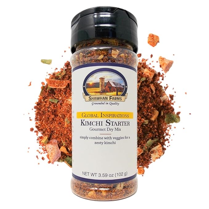 Shawhan Farms Korean Kimchi Starter Seasoning Mix - Non-GMO - Vegetarian Blend - Mild Spicy Flavor With Gochugaru Chiles - 3.59 Ounce Jar