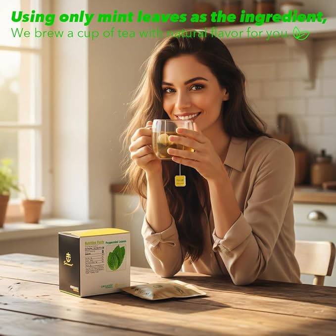 Soilmount - Peppermint Leaf Tea - |Mint leaf tea|Bohe|薄荷|박하| - Pure Herbal Tea - Natural, Organic, Non-GMO, Clean Ingredients, Caffeine Free (18 Tea Bags, Box 1)