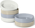 E-far Pasta Bowls Set of 6, 35 oz Large Stoneware Bowl Plates | Shallow & Wide Ceramic Pasta Serving Plates for Salad Dinner Soup | Microwave & Dishwasher Safe, Speckled Multicolor
