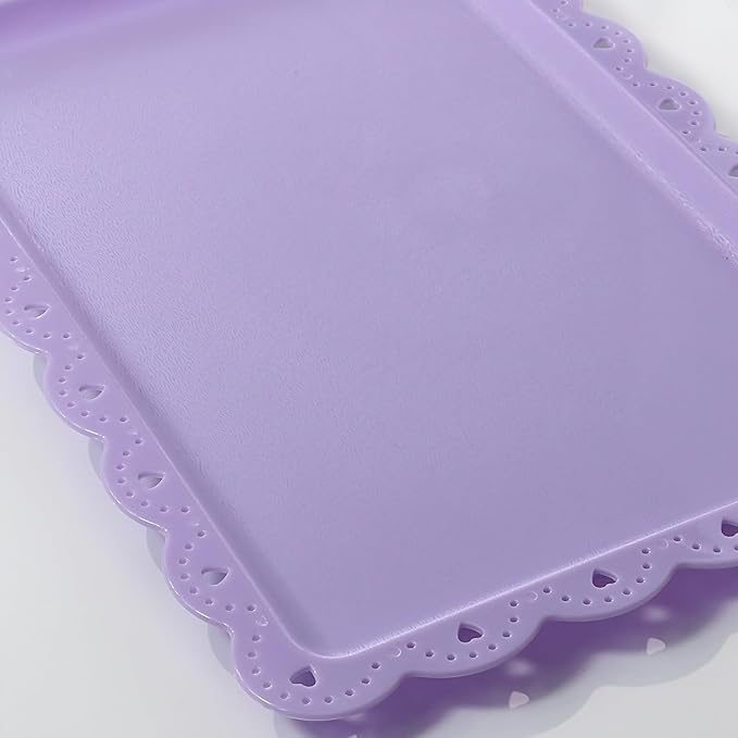 Set of 6 Plastic Serving Trays Food Tray - 14" x 9" Rectangle Serving Platter for Party Cafeteria Kitchen Restaurant , Small Flat Trays for Dessert Fruit Cookie Snack (6, Purple)