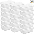 Sterilite 6 Quart Clear Storage Bins with Lids, 18-Pack Plastic Storage Containers, Clear Stackable Storage Bins Box for Closet, Garage, Classroom, Home Organization and Storage, Cloth Included