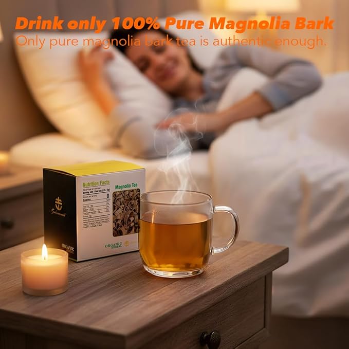 Soilmount - Magnolia Tea - |Magnolia Bark|hou po|厚朴| - Pure Herbal Tea - Natural, Organic, Non-GMO, Clean Ingredients, Caffeine Free (18 Tea Bags, Box 1)