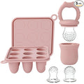 Socub Silicone Baby Fruit Food Feeder & Baby Food Freezer Tray Set, Milk Popsicle Molds for Baby Teething Relief, Baby Food Pacifier Feeder for Infants Self Feeding, Include 3 Sizes Food Pouch