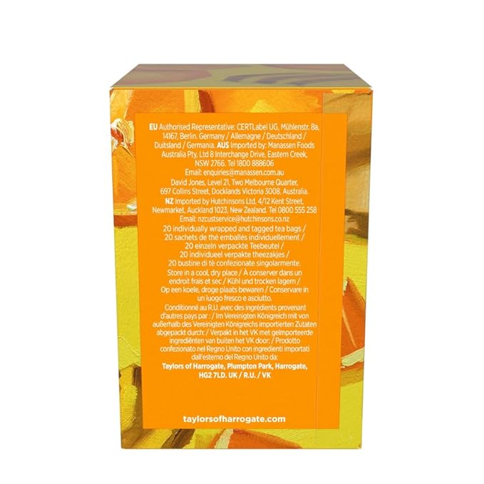 Taylors of Harrogate Mandarin & Ginger, Herbal Tea, Individually Wrapped Bags, 20 Count (Pack of 1), Zingy, Fragrant & Spiced, Caffeine-Free, Enjoy Hot or Iced, 20 Teabags