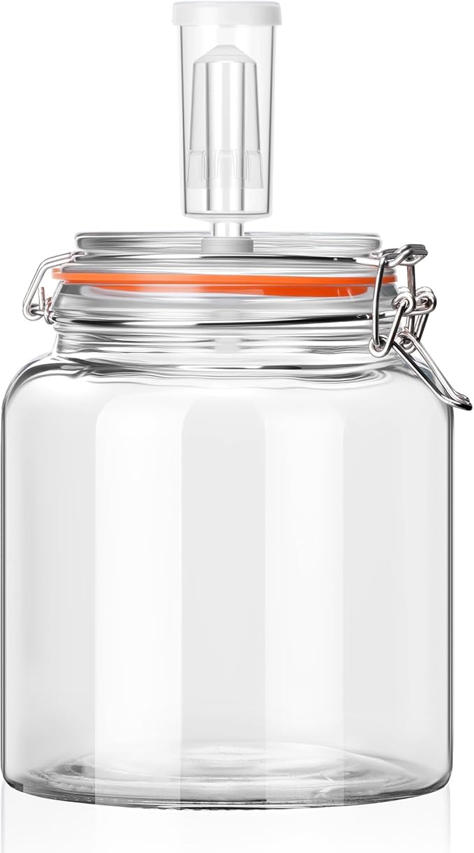 0.6 Gallon Fermentation Jar with Airlock Lid, Complete Fermenting Kit for Kimchi, Sauerkraut, Pickles, Kombucha & Homemade Fermented Food