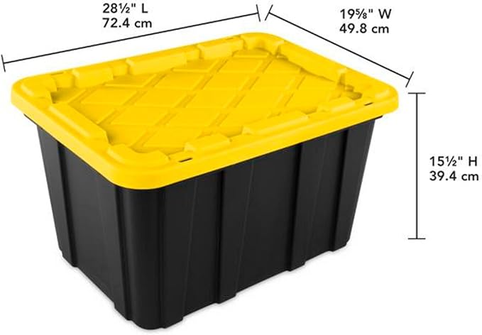 Sterilite 16-Pack Industrial Tote, Plastic Storage Container Bins with Lids, 27 Gallon - Large, Stackable, and Heavy-Duty Organizer Box Containers for Closet, Garage, Shelves, and Office