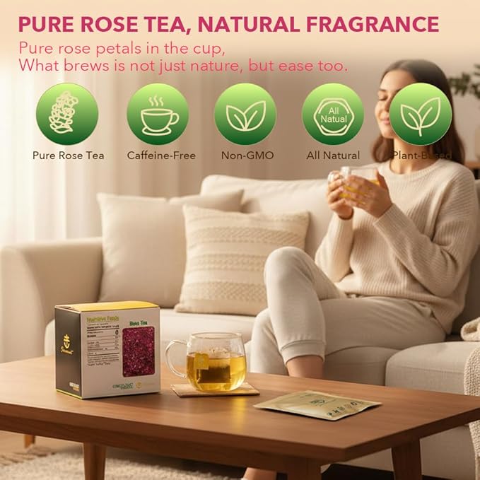 Soilmount - Rose Tea - |Natural Rose FloraI Tea|mei gui hua cha|玫瑰花茶| - Pure Herbal Tea - Natural, Organic, Non-GMO, Clean Ingredients, Caffeine Free (18 Tea Bags, Box 1)