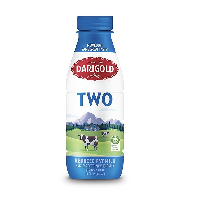 Darigold Milk 2 Percent, Reduced Fat Shelf Stable Milk with 12 Essential Nutrients, 15g Protein, rsBT Free - 14oz, 12 Pack (Two Percent)
