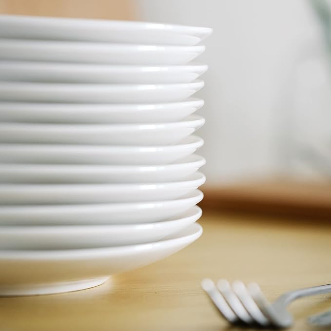 BTaT- White Dessert Plates, 8 inch, Set of 12, Small Plates for Appetizers
