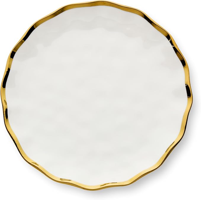 Regency Gold 9-Inch Porcelain Salad Plates – Set of 4 Luxurious Gold-Edged Plates – Stylish, Durable Tableware for Serving Fresh Salads, Appetizers & Desserts