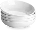 MALACASA 8.85" Large Pasta Bowls, 42 OZ White Salad Bowls Soup Bowls, Porcelain Serving Bowls Set of 4, Large Kitchen Bowl Plates Pasta Plates, Microwave & Dishwasher Safe, Series REGULAR