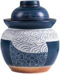 QPZK Blue Traditional Chinese Porcelain Pickle Jar, Ceramic Fermentation Crock Pickling Pot,Fermenting Jar With Water Seal Airlock Lid Stoneware Fermenter for Kimchi Saue 5KG