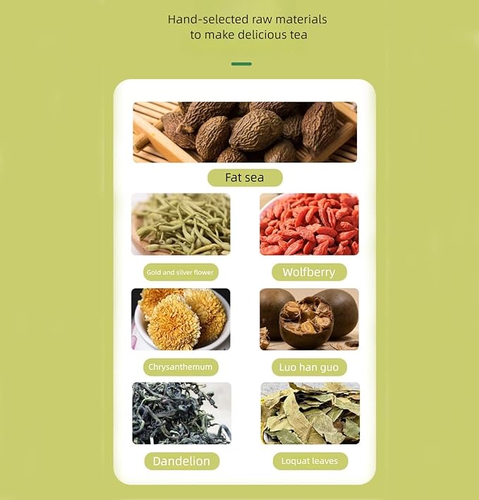 100% Pure Herbal Blend Plant-Pyramid Tea Bags （A pack of 50 bags）8.81oz/250g，Caffeine Free, Gluten Free 胖大海金银花菊花茶(Fat sea Honeysuckle and Chrysanthemum Tea)