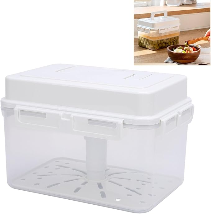Kimchi Fermentation Container, Airtight Fermentation Jar Clear Pickle Kimchi Press Ferment Storage Container for Home Kitchen (4L)