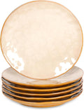 vicrays Ceramic Dinner Plates Set, 10.5 Inch, Set of 6, Round, Microwave, Oven, Dishwasher Safe, Porcelain Fluted Suitable for Steak, Pasta, Pizza, Home, Party, Restaurant (Beige)