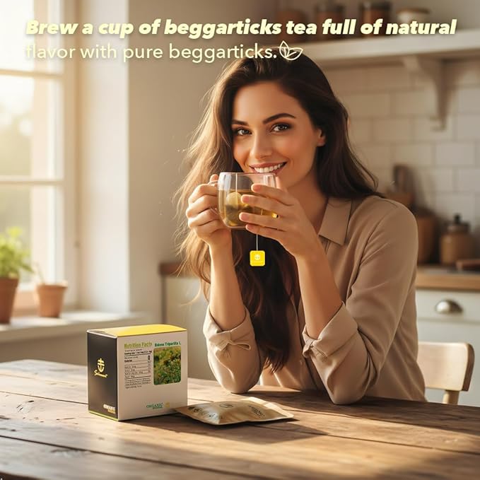 Soilmount - Beggarticks Tea - |Bidens Tripartita|Trifid Bur-marigold|Bidens Tripartita L.|Trifid Bur-marigold|Gui Zhen Cao|鬼针草|귀신침 초| - Pure Herbal Tea - Natural, Organic, Non-GMO, Clean Ingredients, Caffeine Free (18 Tea Bags, Box 1)