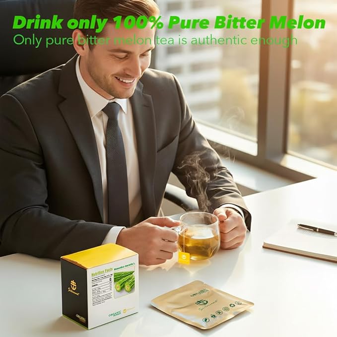 Soilmount - Bitter Melon Tea - |Ku Gua|苦瓜|여주| - Pure Herbal Tea - Natural, Organic, Non-GMO, Clean Ingredients, Caffeine Free (18 Tea Bags, Box 1)